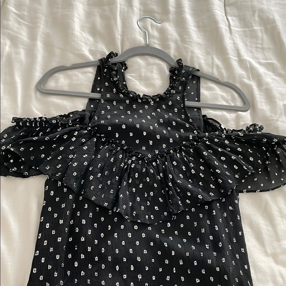 Black Ruffled Off-Shoulder Top - Picture 4 of 4